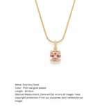 Anti-Tarnish Champagne Cushion-Cut Solitaire Pendant Necklace