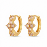 Champagne Crystal Cluster Gold Huggie Hoop Earrings