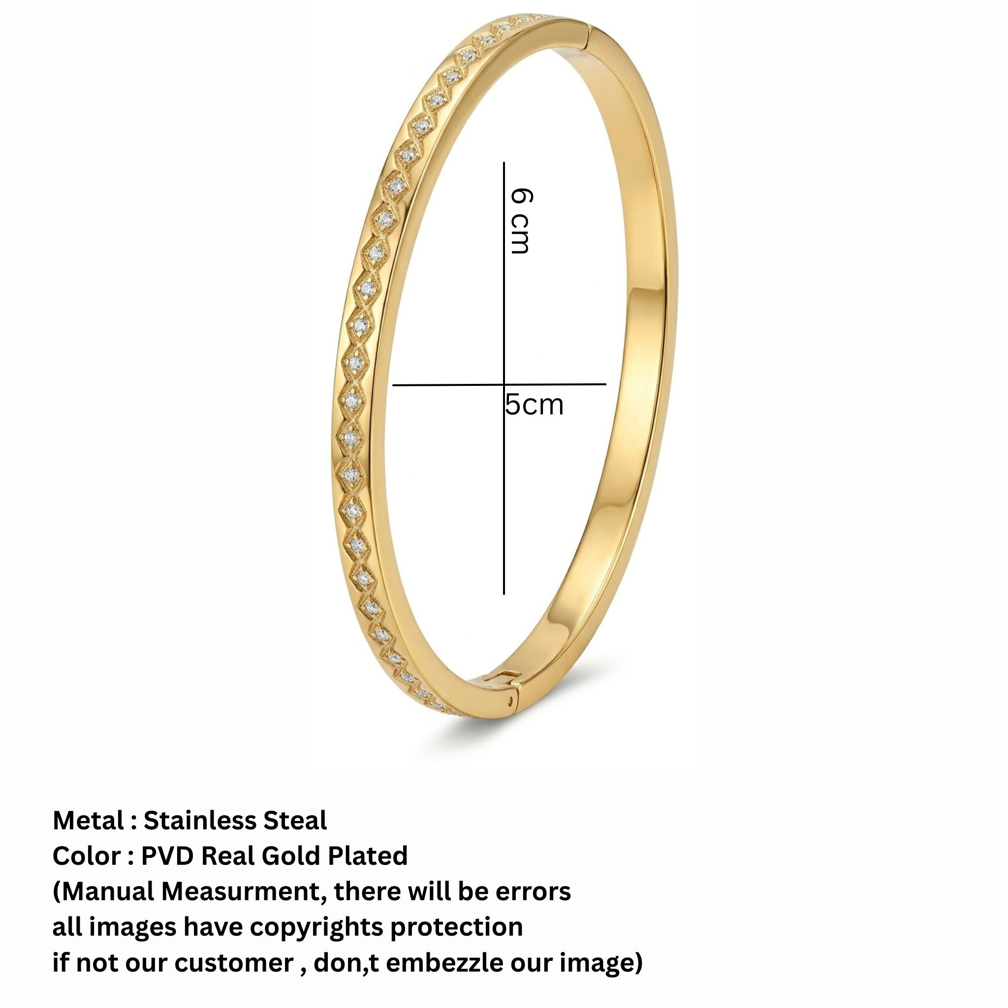 Geometric Diamond-Accented Gold Bangle Bracelet